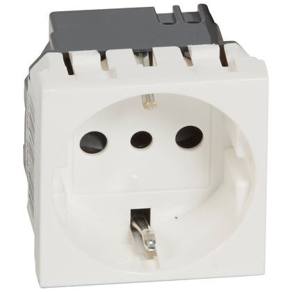 Priza simpla, 2 module, 2P, 16A, standard german-italian, alb, Mosaic 077512, , alternativo.ro