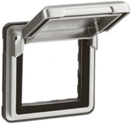 Adaptor aparataj Mosaic, cu capac, metalic, 2 module, 2P+T, 16A, IP55, IK10, Soliroc 077880, , alternativo.ro