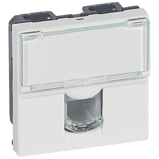 Priza de telefon, 2 module, RJ11, 4 contacte, alb, Mosaic 078731