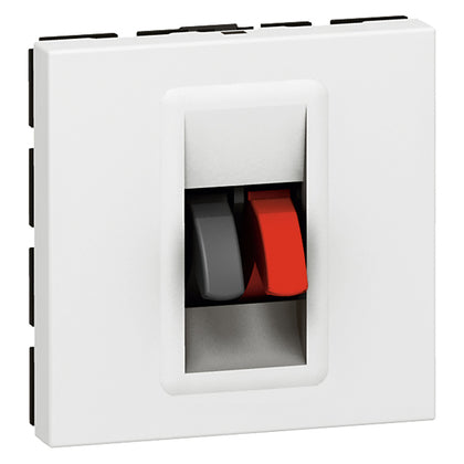Priza pentru difuzoare, 2 module, borne 4mm², alb, Mosaic 078751, , alternativo.ro
