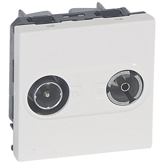 Priza TV-R, 2 module, de capat, alb, Mosaic 078788