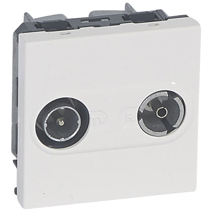 Priza TV-R, 2 module, de capat, alb, Mosaic 078788, , alternativo.ro