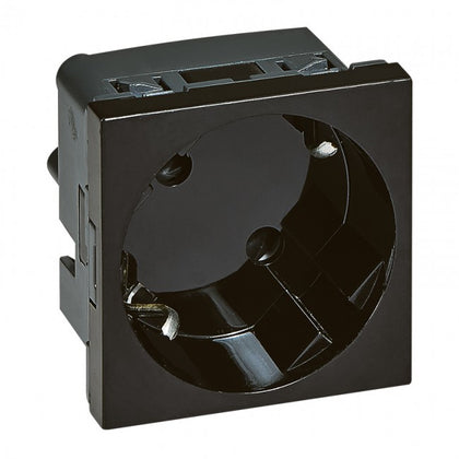 Priza simpla, 2 module, 2P+T, 16A, orientare 45°, negru, Mosaic 079355L, alternativo.ro