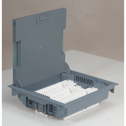 Doza de pardoseala, capac inox, 18 module, gri, Legrand 089610, alternativo.ro