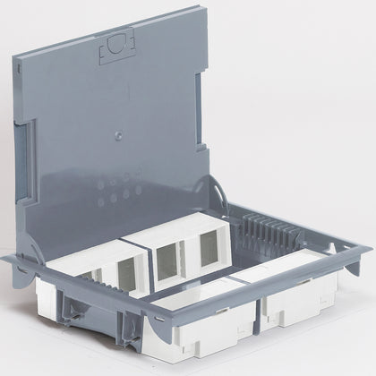 Doza de pardoseala, capac inox, 16 module, gri, Legrand 089625, , alternativo.ro