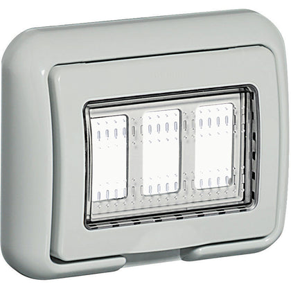 Capac de protectie, pentru montaj ingropat, 3 module, IP55, gri, Matix 25603, alternativo.ro