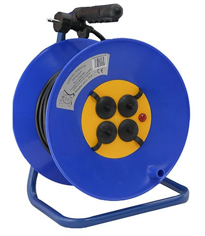 Prelungitor electric pe tambur, 25m, 4 prize cu protectie, cablu 3x2.5mm² 31-22325, alternativo.ro
