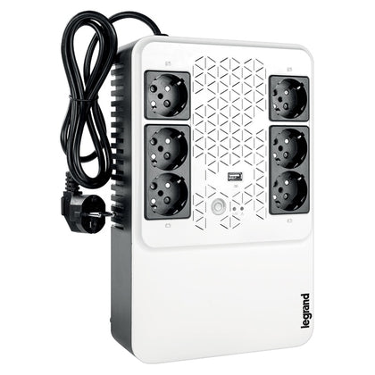 UPS Keor Multiplug, 6 prize 2P+T, USB Tip A, 360W, 600VA, Legrand 310081, , alternativo.ro