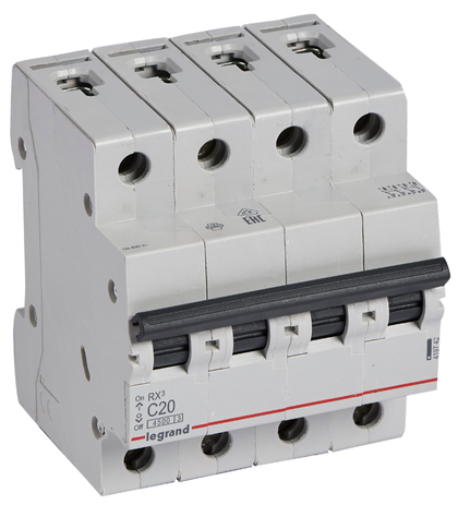 Intrerupator automat RX³, tetrapolar, 20A, curba C, 4.5kA, 4 module, Legrand 419742, alternativo.ro