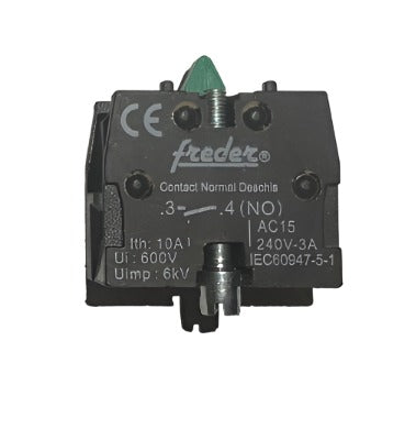 Contact auxiliar, 1ND, 6A, verde, Freder 32-790