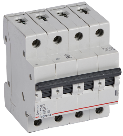 Intrerupator automat RX³, tetrapolar, 25A, curba C, 4.5kA, 4 module, Legrand 419743, alternativo.ro