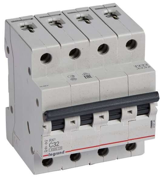 Intrerupator automat RX³, tetrapolar, 32A, curba C, 4.5kA, 4 module, Legrand 419744