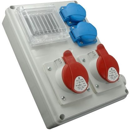 Panou de distributie, pentru organizare santier, ROS-I 1603A/S (1xPriza 5x16A + 1xPriza 5x32A + 2xPriza schuko), SEZ 34-403, , alternativo.ro