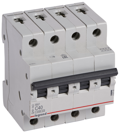 Intrerupator automat RX³, tetrapolar, 40A, curba C, 4.5kA, 4 module, Legrand 419745, alternativo.ro