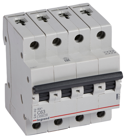 Intrerupator automat RX³, tetrapolar, 63A, curba C, 4.5kA, 4 module, Legrand 419747, alternativo.ro