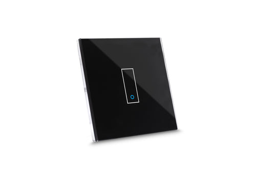Intrerupator smart simplu, cu touch, din sticla, WiFi, cu nul, negru, Iotty LSWE21B
