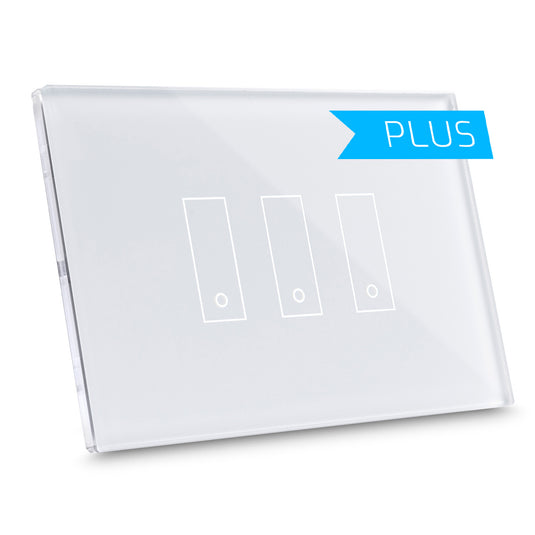 Intrerupator inteligent triplu, cu touch, din sticla, WiFi, cu nul, alb, Iotty LSW2I3W