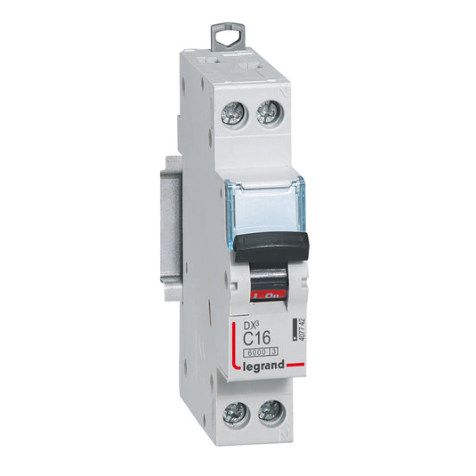 Intrerupator automat DX³, 1 pol+neutru, 16A, curba C, 6kA, 1 modul, Legrand 407742