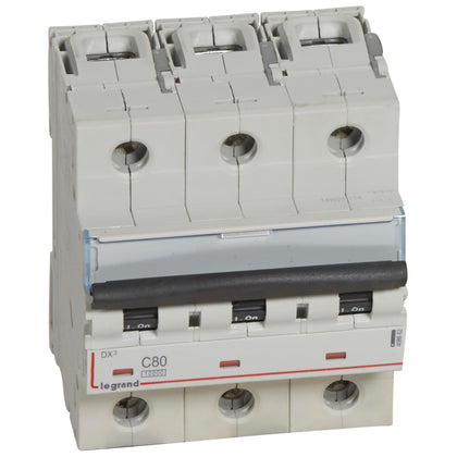 Intrerupator automat DX³, tripolar, 80A, curba C, 10kA, 4.5 module, Legrand 408662, , alternativo.ro