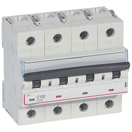 Intrerupator automat DX³, tetrapolar, 100A, curba C, 10kA, 6 module, Legrand 408704, alternativo.ro