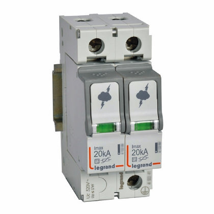 Dispozitiv de protectie la supratensiune, T2, 2P, 20kA, 320V, 2 module, Legrand 412221, alternativo.ro