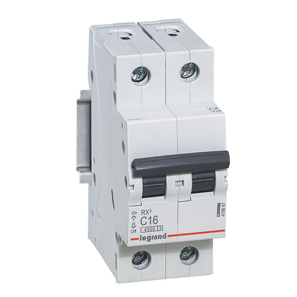 Intrerupator automat RX³, bipolar, 16A, curba C, 4.5kA, 2 module, Legrand 419697, , alternativo.ro