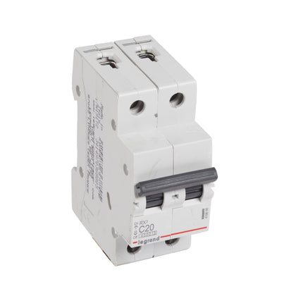 Intrerupator automat RX³, bipolar, 20A, curba C, 4.5kA, 2 module, Legrand 419698, alternativo.ro