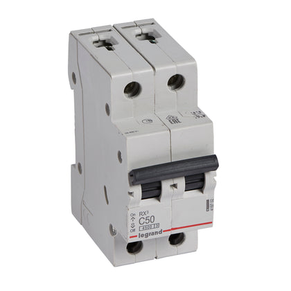 Intrerupator automat RX³, bipolar, 50A, curba C, 4.5kA, 2 module, Legrand 419702, , alternativo.ro