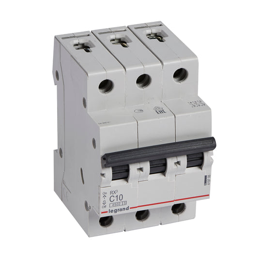 Intrerupator automat RX³, tripolar, 10A, curba C, 4.5kA, 3 module, Legrand 419706