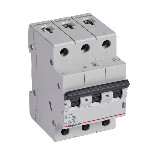 Intrerupator automat RX³, tripolar, 20A, curba C, 4.5kA, 3 module, Legrand 419709