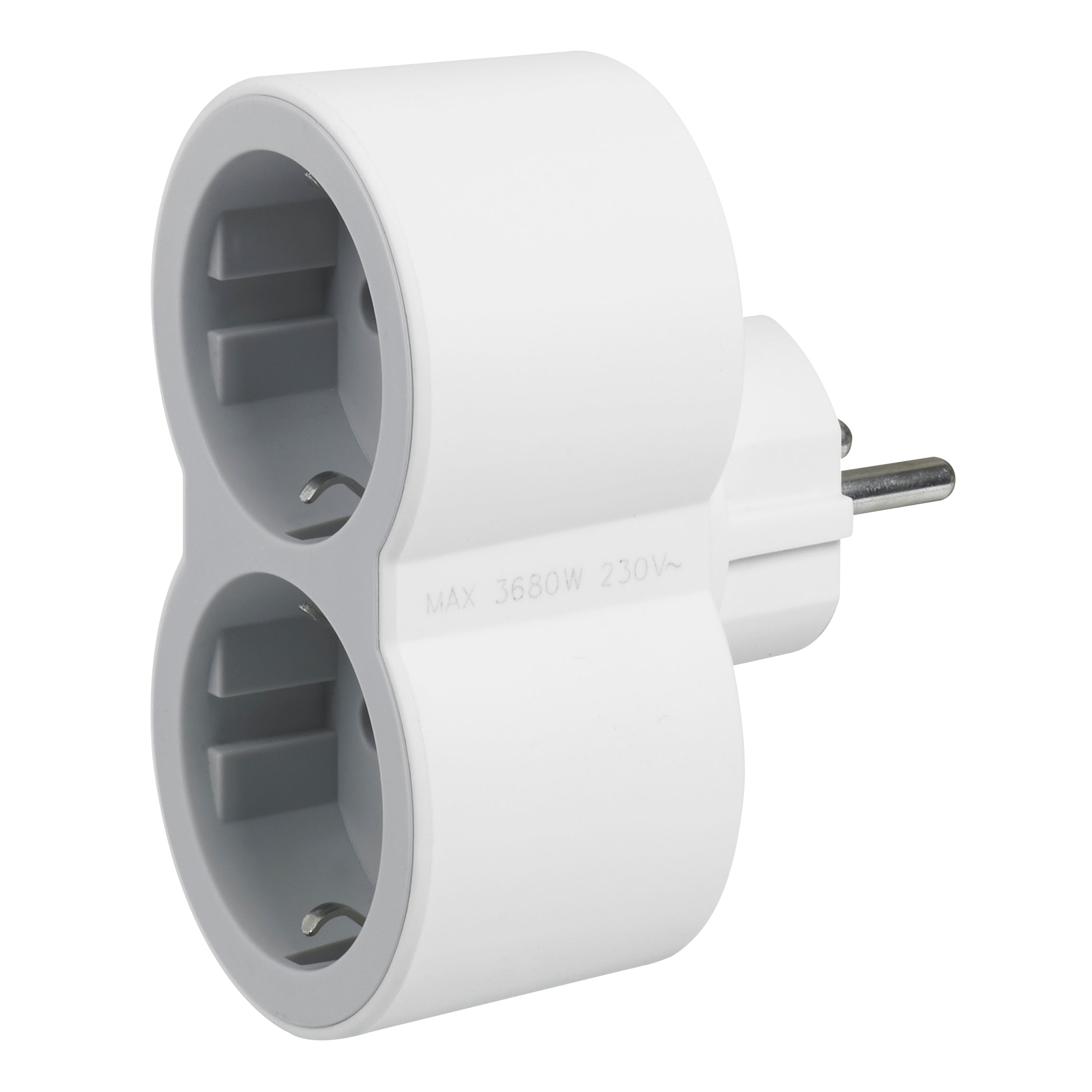 Adaptor 2 prize, iesiri frontale, 16A, cu contact de protectie