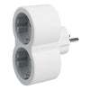 Adaptor 2 prize, iesiri frontale, 16A, cu contact de protectie, Alb/Gri, MOES RevOlution 694516