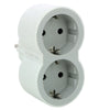 Adaptor 2 prize, iesiri frontale, 16A, cu contact de protectie, Alb/Gri, MOES RevOlution 694516