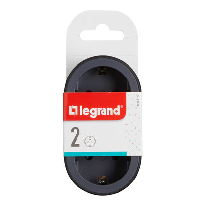 Adaptor 2 prize, iesiri frontale, 16A, cu contact de protectie, Negru/Gri, MOES RevOlution 694517, , alternativo.ro