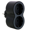 Adaptor 2 prize, iesiri frontale, 16A, cu contact de protectie, Negru/Gri, MOES RevOlution 694517