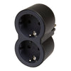 Adaptor 2 prize, iesiri frontale, 16A, cu contact de protectie, Negru/Gri, MOES RevOlution 694517