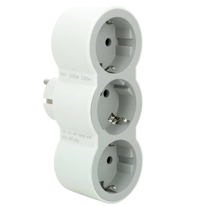 Adaptor 3 prize, iesiri frontale, 16A, cu contact de protectie, Alb/Gri, MOES RevOlution 694518, alternativo.ro