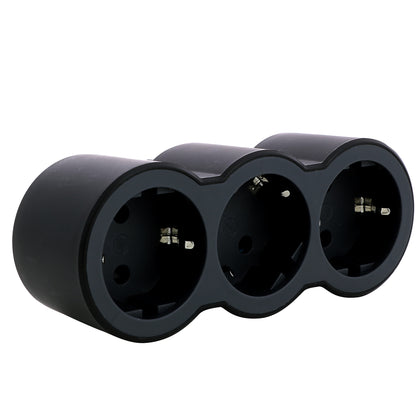 Adaptor 3 prize, iesiri frontale, 16A, cu contact de protectie, Negru/Gri, MOES RevOlution 694519, , alternativo.ro