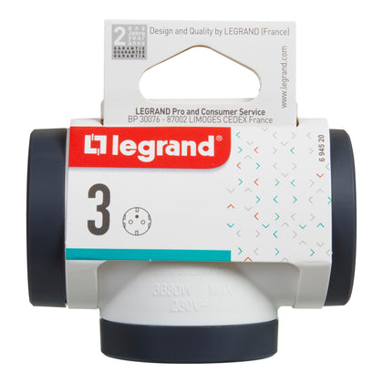 Adaptor 3 prize, iesiri laterale, 16A, cu contact de protectie, Alb/Gri, MOES RevOlution 694520, , alternativo.ro