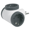 Adaptor 3 prize, iesiri laterale, 16A, cu contact de protectie, Alb/Gri, MOES RevOlution 694520