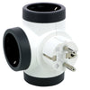 Adaptor 3 prize, iesiri laterale, 16A, cu contact de protectie, Alb/Gri, MOES RevOlution 694521