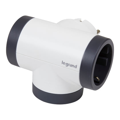Adaptor 2 prize, USB Tip A, USB Tip C, iesiri laterale, 16A, cu contact de protectie, Alb/Gri, MOES RevOlution 694522, , alternativo.ro