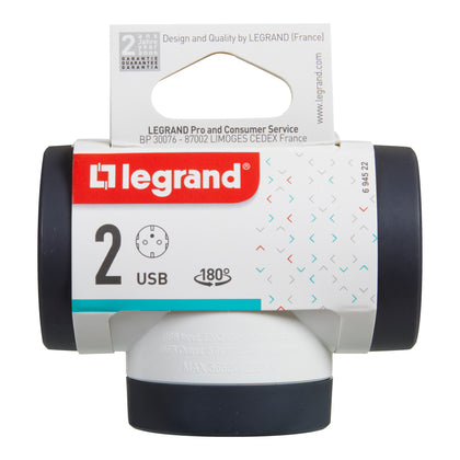 Adaptor 2 prize, USB Tip A, USB Tip C, iesiri laterale, 16A, cu contact de protectie, Alb/Gri, MOES RevOlution 694522, , alternativo.ro