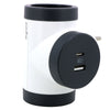 Adaptor 2 prize, USB Tip A, USB Tip C, iesiri laterale, 16A, cu contact de protectie, Alb/Gri, MOES RevOlution 694522