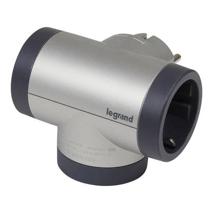 Adaptor 2 prize, USB Tip A, USB Tip C, iesiri laterale, 16A, cu contact de protectie, Aluminiu/Gri, MOES RevOlution 694524, , alternativo.ro