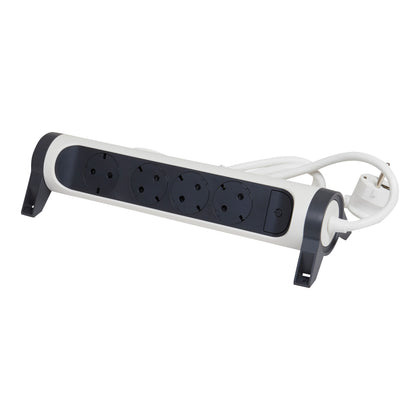 Prelungitor electric rotativ, 1.5m, 4 prize cu protectie, cu intrerupator, Alb/Gri inchis, MOES RevOlution 694529, , alternativo.ro