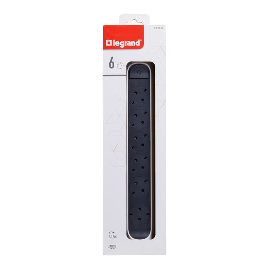 Prelungitor electric rotativ, 1.5m, 6 prize cu protectie, cu intrerupator, Alb/Gri inchis, MOES RevOlution 694533
