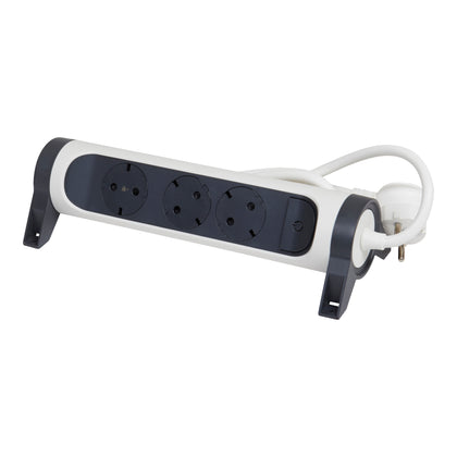 Prelungitor rotativ, 5m, 3 prize cu protectie, cu intrerupator, Alb/Gri inchis, MOES RevOlution 694541, , alternativo.ro