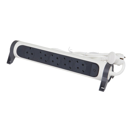 Prelungitor electric rotativ, 5m, 5 prize cu protectie, cu intrerupator, Alb/Gri inchis, MOES RevOlution 694542, , alternativo.ro
