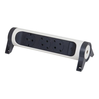 Prelungitor rotativ, fara cordon, 3 prize cu protectie, cu intrerupator, Alb/Gri inchis, MOES RevOlution 694543, , alternativo.ro